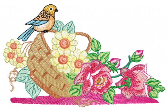 Bird and Flower Basket Embroidery Review for Etsy Shops