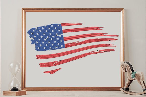 Distressed American Flag for 4th July Embroidery