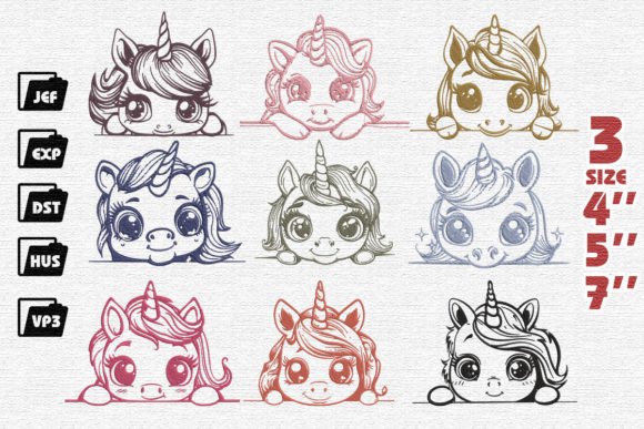 Set of 9 Cute Chibi Unicorn Peeking Review